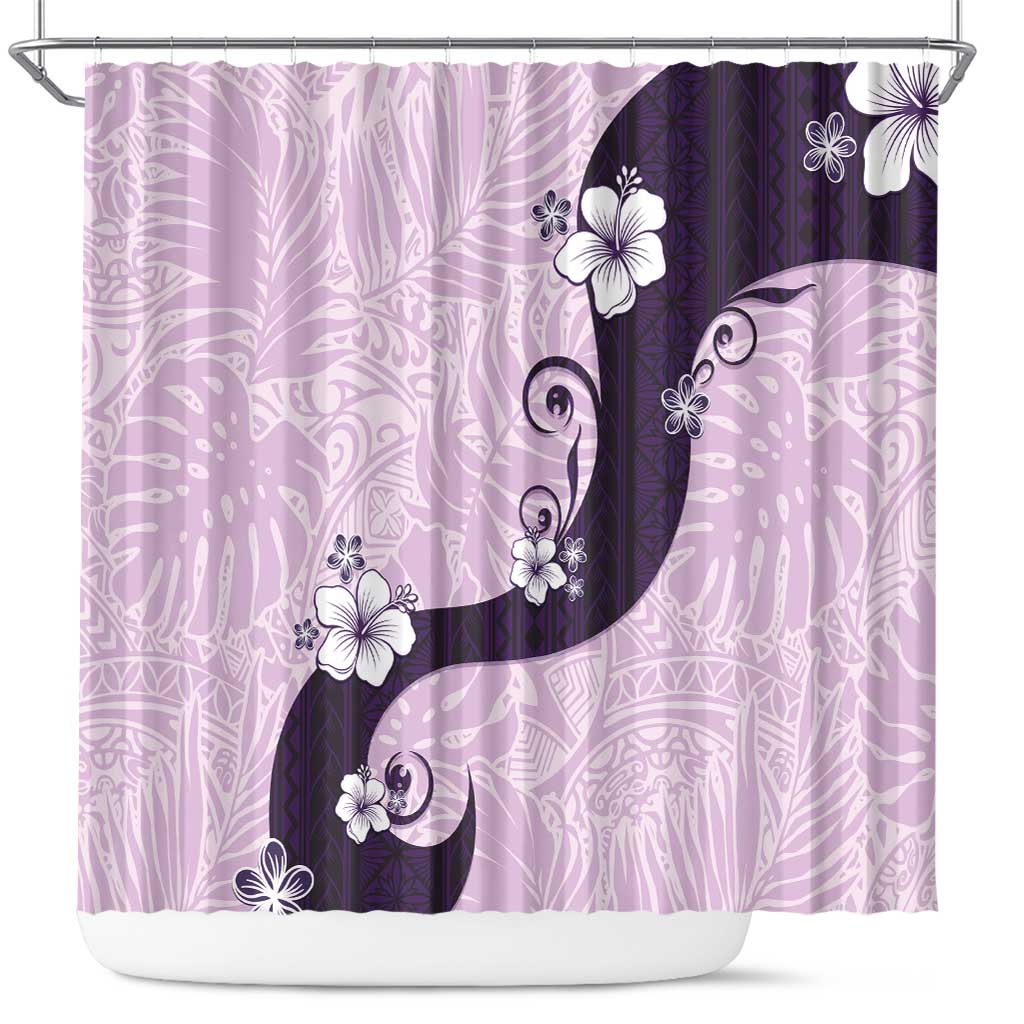 Polynesia Hibiscus Shower Curtain Thistle Curve Motif - Polynesian Pride
