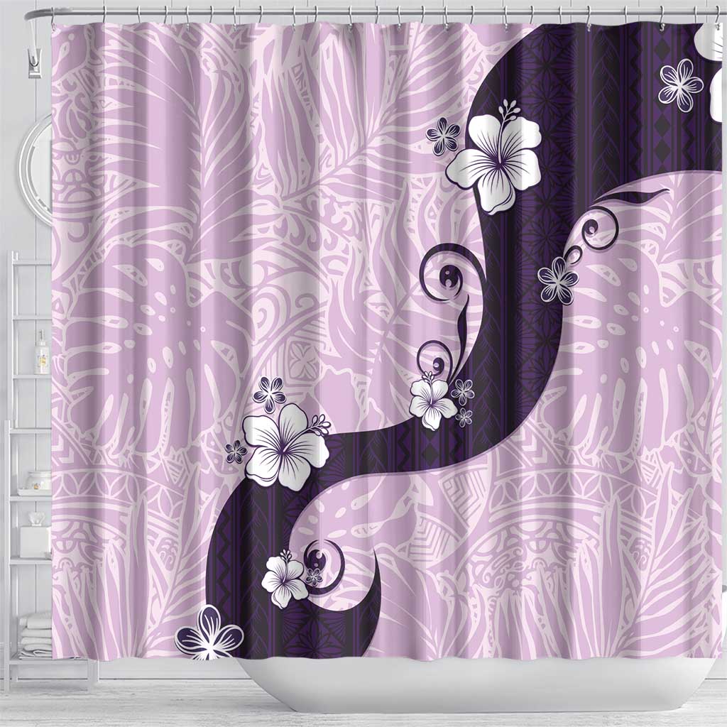 Polynesia Hibiscus Shower Curtain Thistle Curve Motif - Polynesian Pride