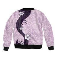 Polynesia Hibiscus Sleeve Zip Bomber Jacket Thistle Curve Motif - Polynesian Pride