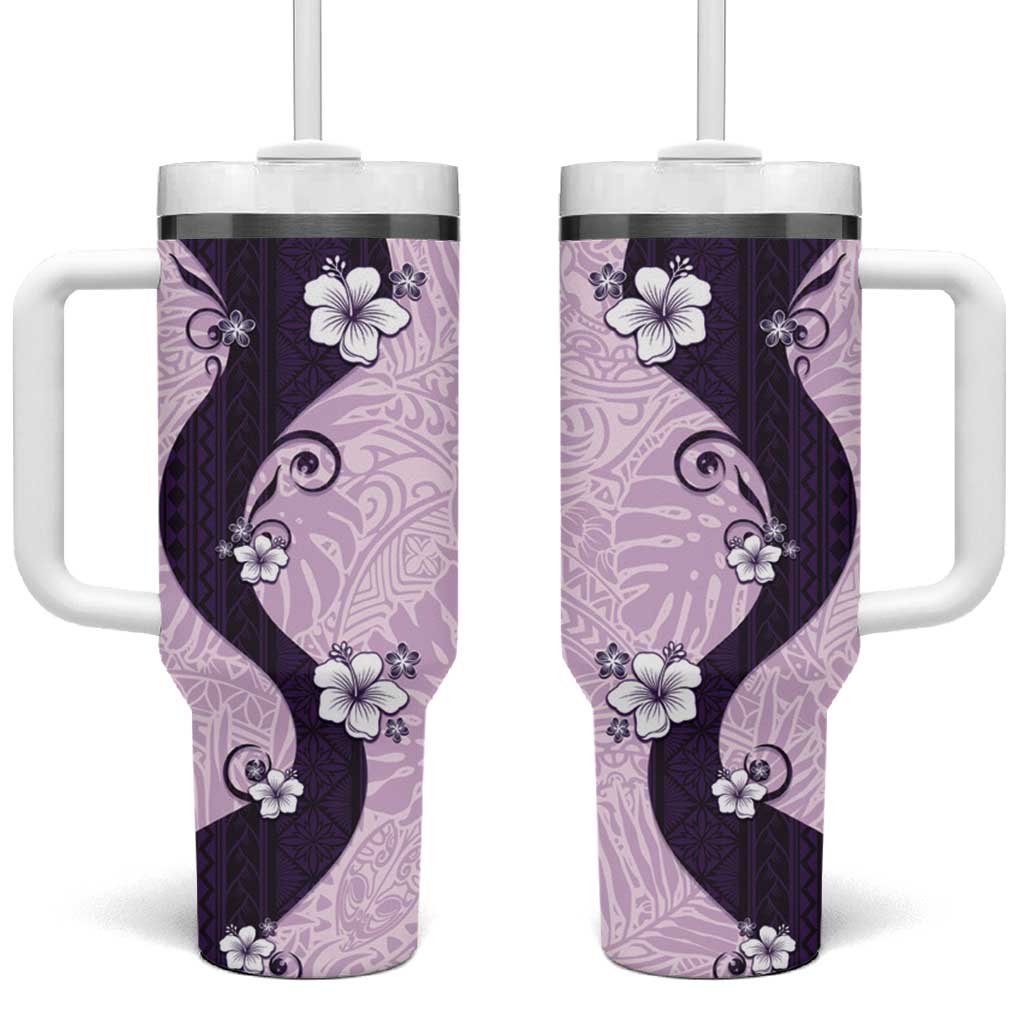 Polynesia Hibiscus Tumbler With Handle Thistle Curve Motif - Polynesian Pride