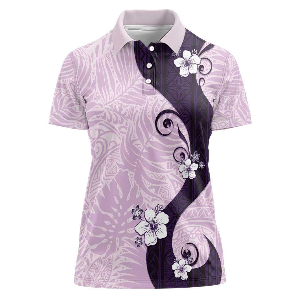 Polynesia Hibiscus Women Polo Shirt Thistle Curve Motif - Polynesian Pride