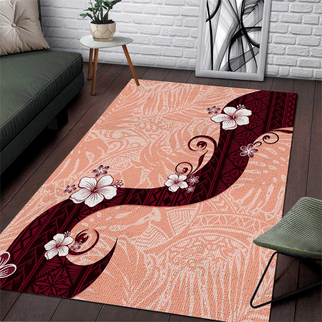 Polynesia Hibiscus Area Rug Rose Bud Curve Motif - Polynesian Pride