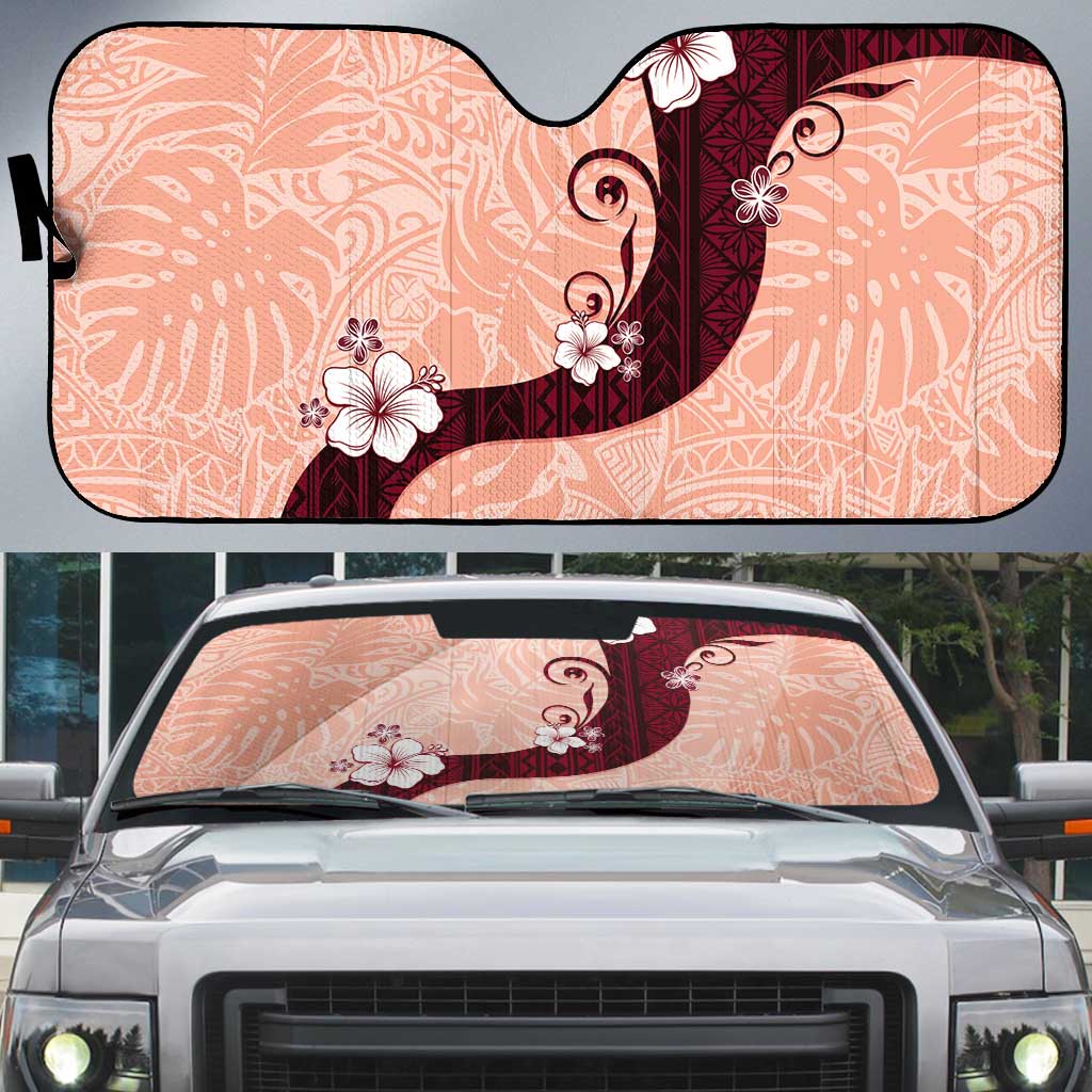 Polynesia Hibiscus Auto Sun Shade Rose Bud Curve Motif - Polynesian Pride
