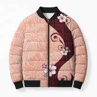 Polynesia Hibiscus Bomber Puffer Jacket Rose Bud Curve Motif - Polynesian Pride