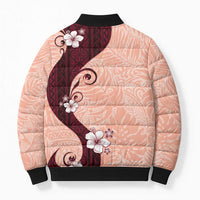 Polynesia Hibiscus Bomber Puffer Jacket Rose Bud Curve Motif - Polynesian Pride