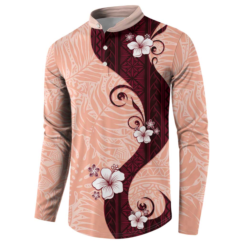 Polynesia Hibiscus Button Sweatshirt Rose Bud Curve Motif - Polynesian Pride