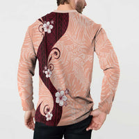 Polynesia Hibiscus Button Sweatshirt Rose Bud Curve Motif - Polynesian Pride