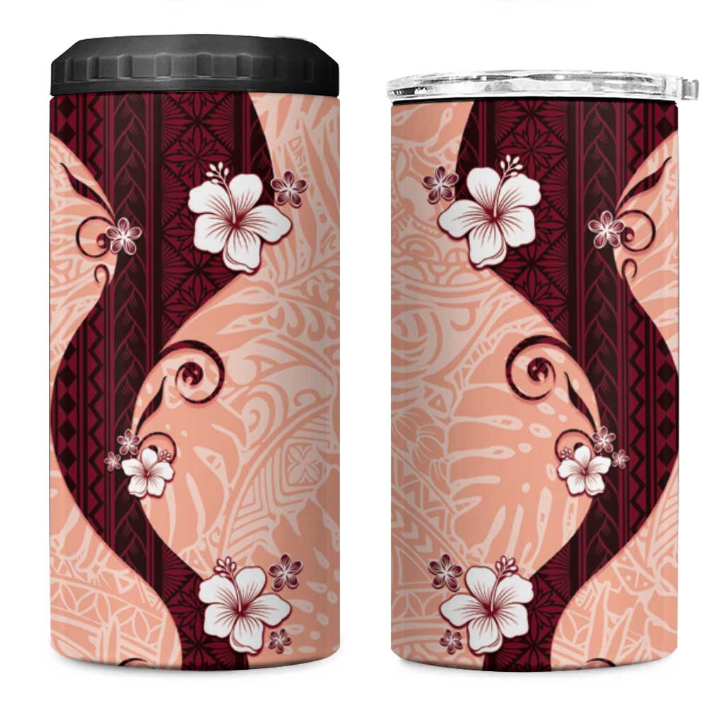 Polynesia Hibiscus 4 in 1 Can Cooler Tumbler Rose Bud Curve Motif - Polynesian Pride