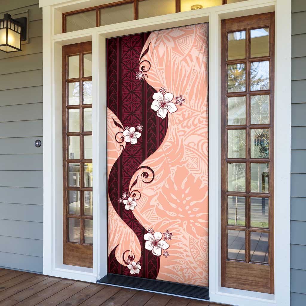 Polynesia Hibiscus Door Cover Rose Bud Curve Motif - Polynesian Pride