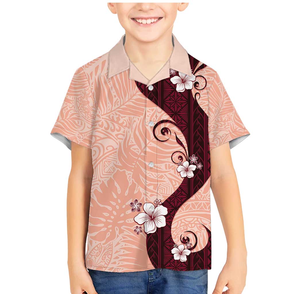 Polynesia Hibiscus Family Matching Mermaid Dress and Hawaiian Shirt Rose Bud Curve Motif - Polynesian Pride