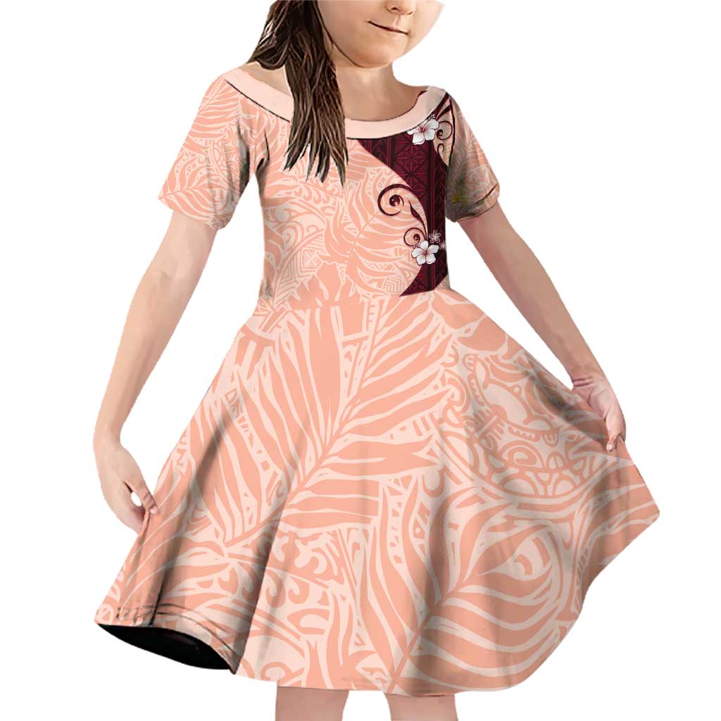 Polynesia Hibiscus Family Matching Off Shoulder Short Dress and Hawaiian Shirt Rose Bud Curve Motif - Polynesian Pride