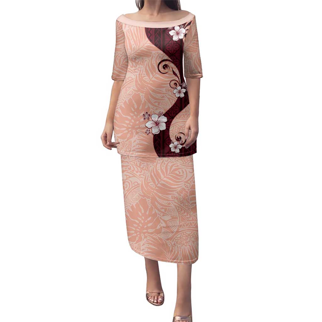 Polynesia Hibiscus Family Matching Puletasi and Hawaiian Shirt Rose Bud Curve Motif - Polynesian Pride