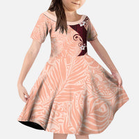 Polynesia Hibiscus Kid Short Sleeve Dress Rose Bud Curve Motif LT05 KID Red - Polynesian Pride