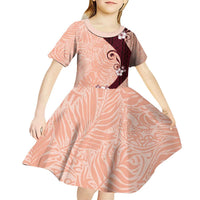 Polynesia Hibiscus Kid Short Sleeve Dress Rose Bud Curve Motif LT05 - Polynesian Pride