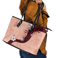 Polynesia Hibiscus Leather Tote Bag Rose Bud Curve Motif - Polynesian Pride