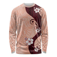Polynesia Hibiscus Long Sleeve Shirt Rose Bud Curve Motif - Polynesian Pride