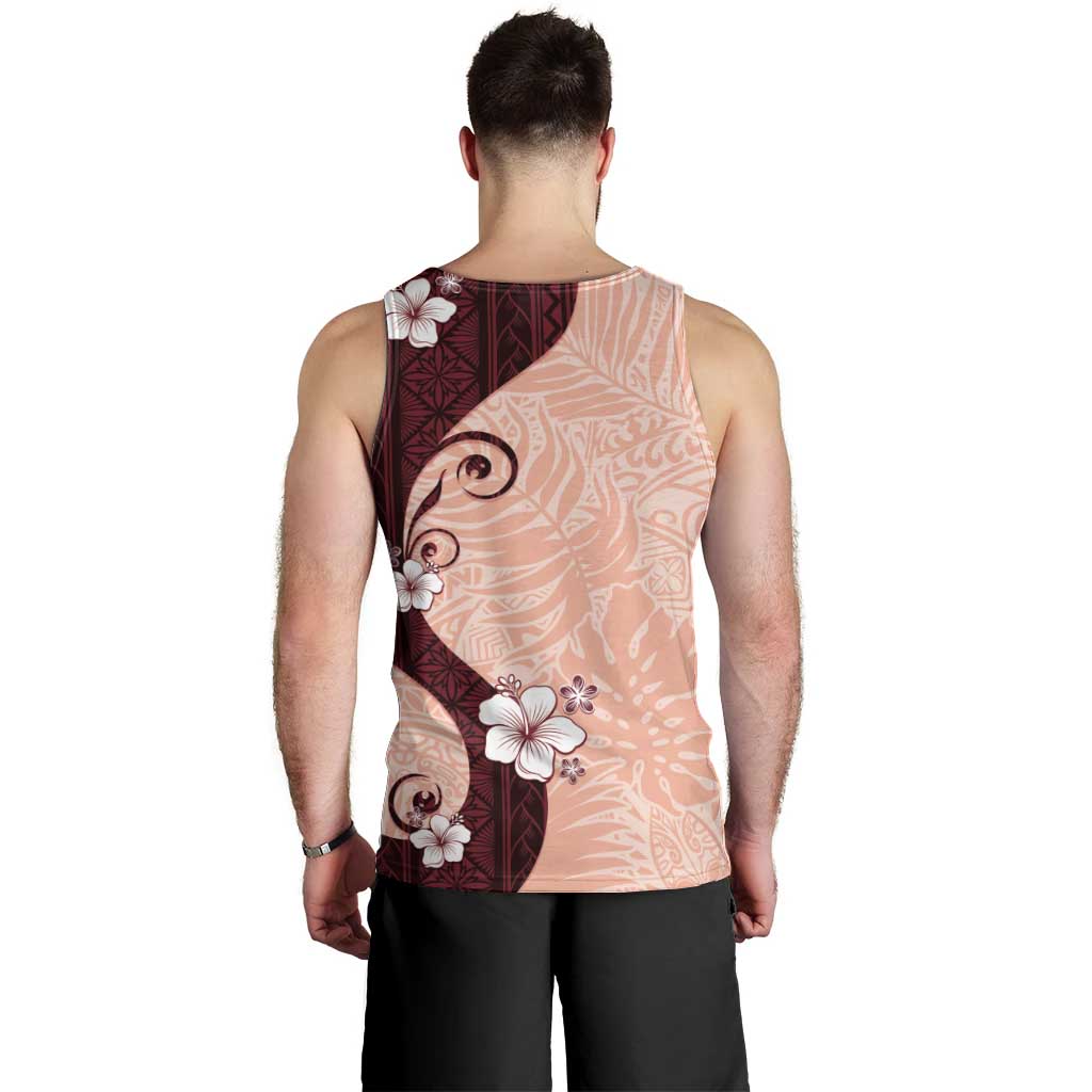 Polynesia Hibiscus Men Tank Top Rose Bud Curve Motif - Polynesian Pride