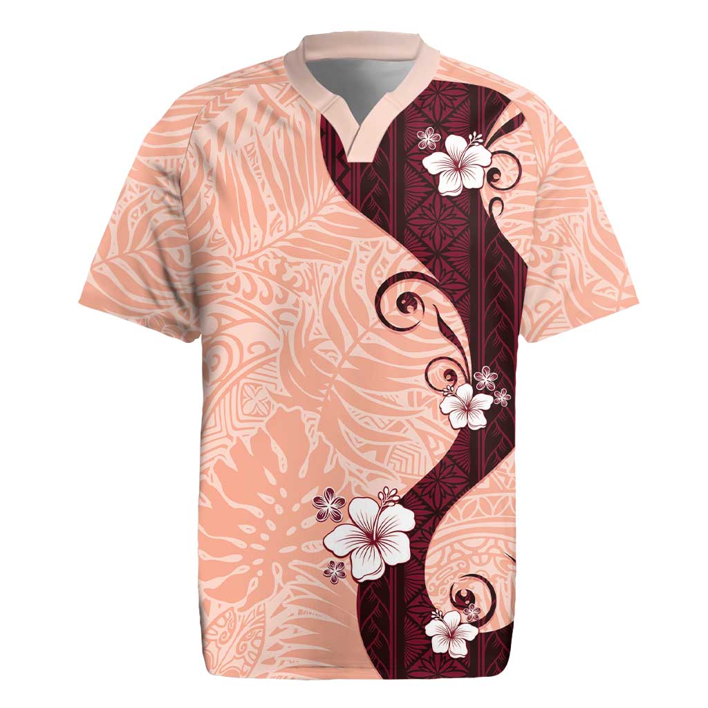 Polynesia Hibiscus Rugby Jersey Rose Bud Curve Motif - Polynesian Pride