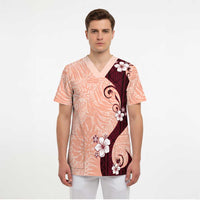 Polynesia Hibiscus Scrub Top Rose Bud Curve Motif - Polynesian Pride