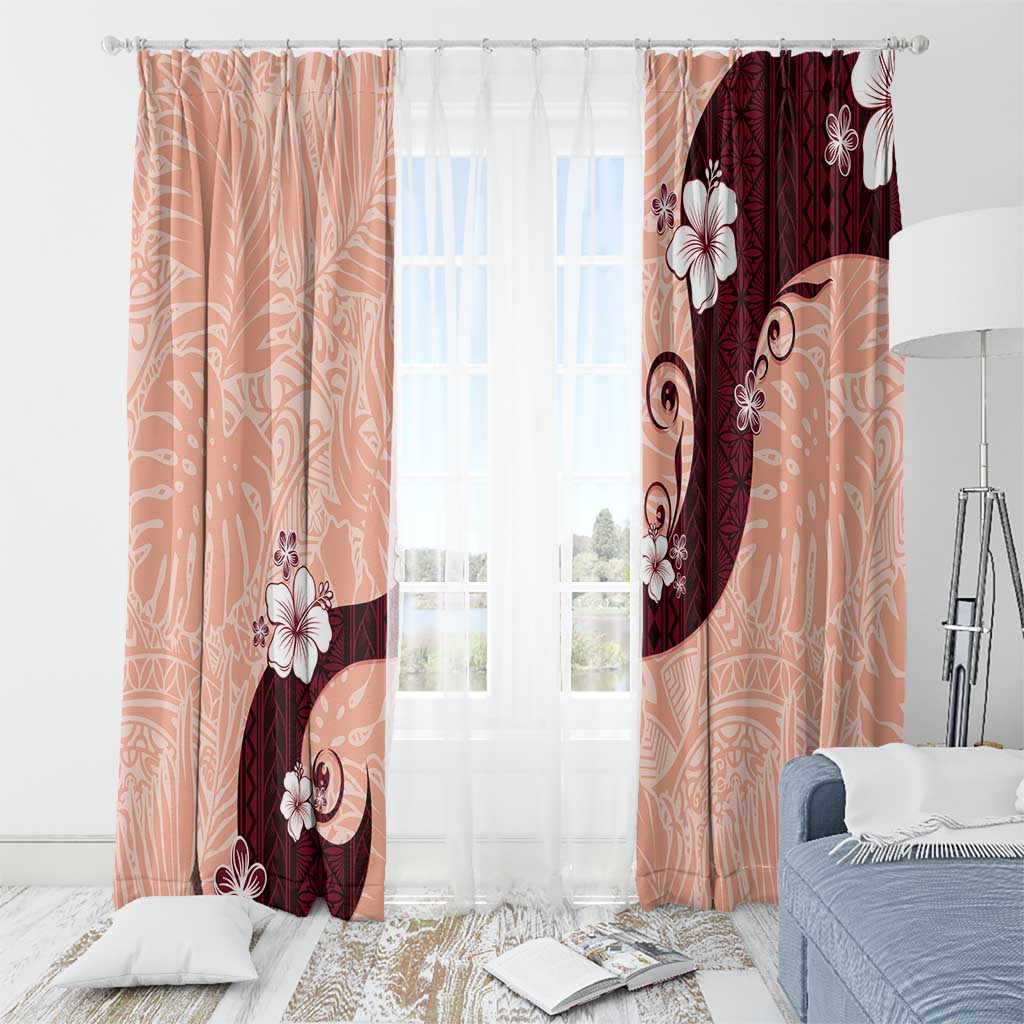 Polynesia Hibiscus Window Curtain Rose Bud Curve Motif - Polynesian Pride