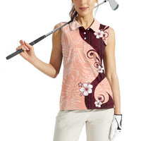 Polynesia Hibiscus Women Sleeveless Polo Shirt Rose Bud Curve Motif LT05 - Polynesian Pride