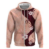 Polynesia Hibiscus Zip Hoodie Rose Bud Curve Motif - Polynesian Pride