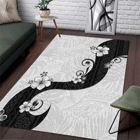 Polynesia Hibiscus Area Rug White Curve Motif - Polynesian Pride