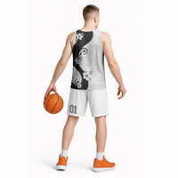 Polynesia Hibiscus Basketball Jersey White Curve Motif - Polynesian Pride