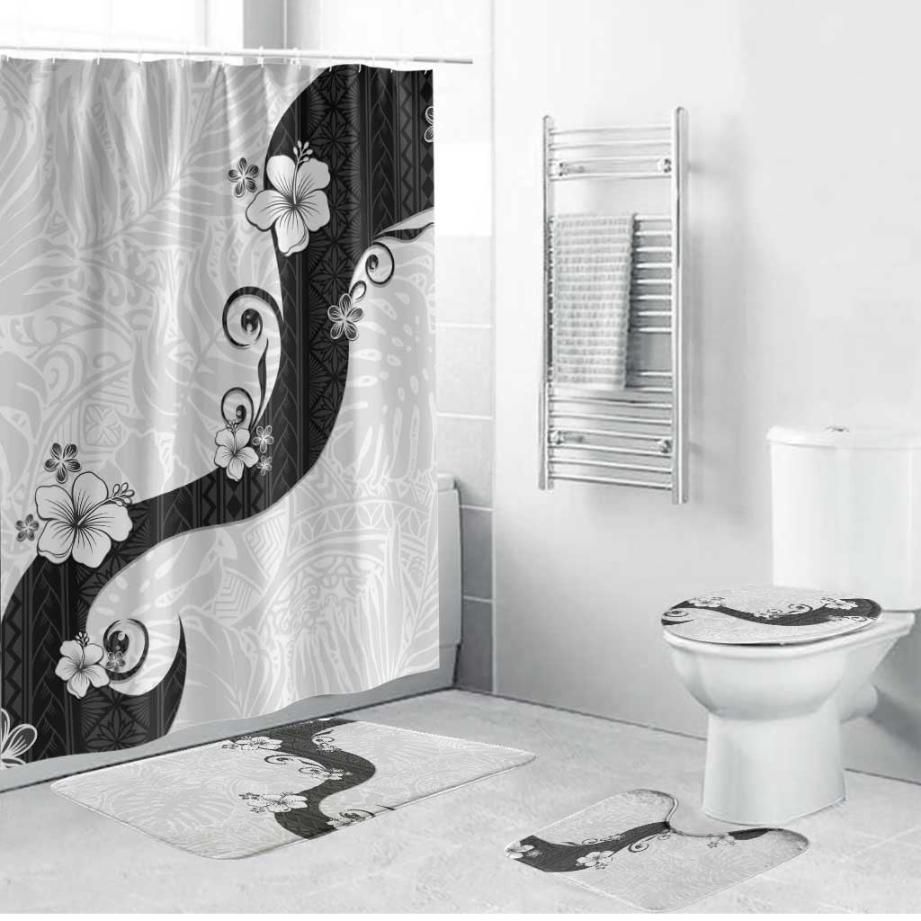 Polynesia Hibiscus Bathroom Set White Curve Motif - Polynesian Pride