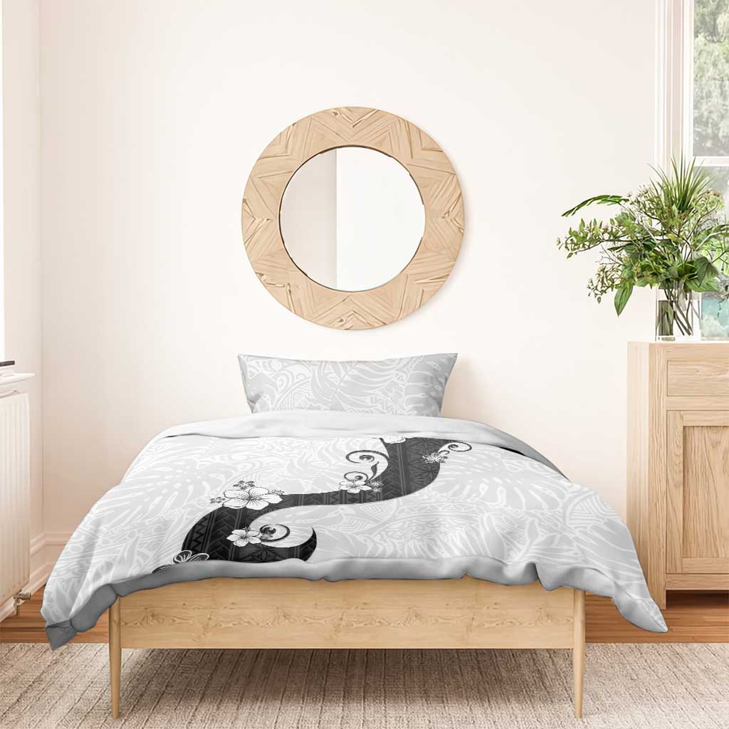 Polynesia Hibiscus Bedding Set White Curve Motif - Polynesian Pride