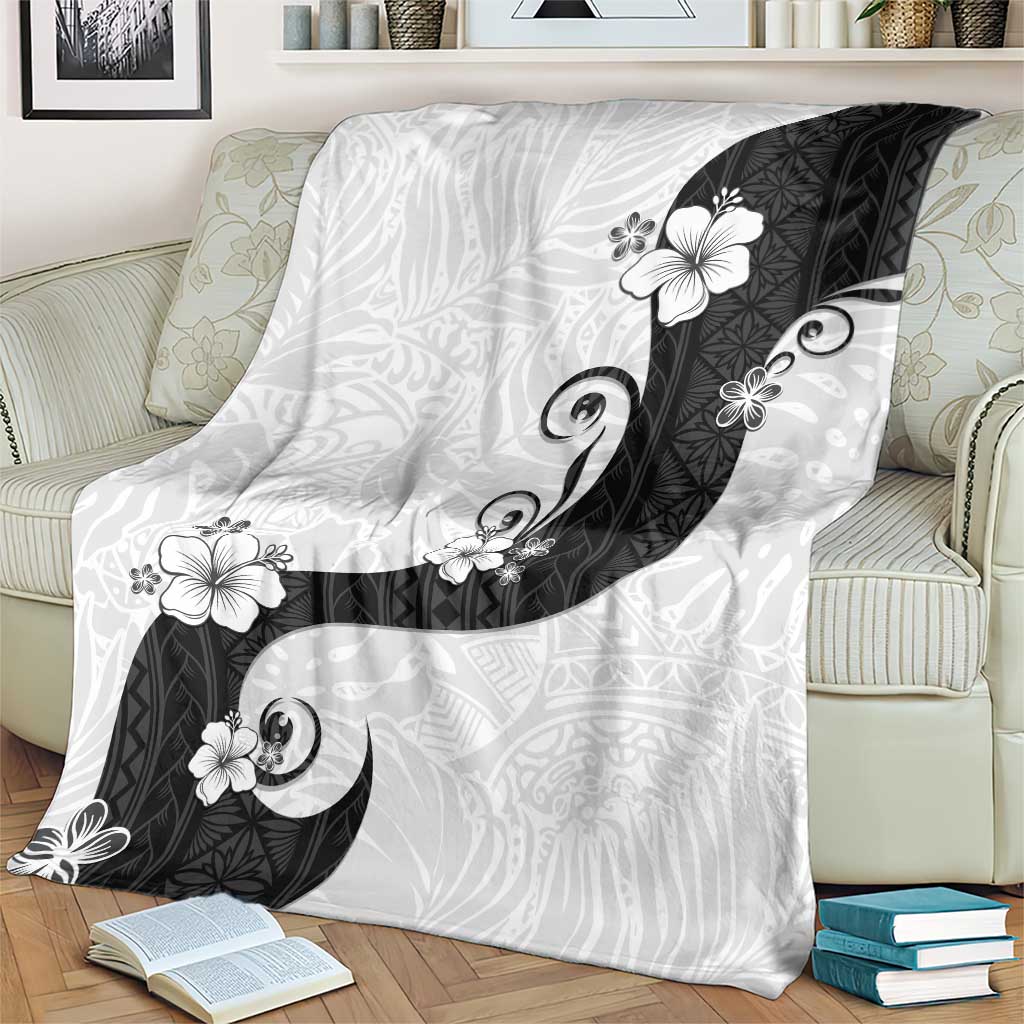 Polynesia Hibiscus Blanket White Curve Motif - Polynesian Pride