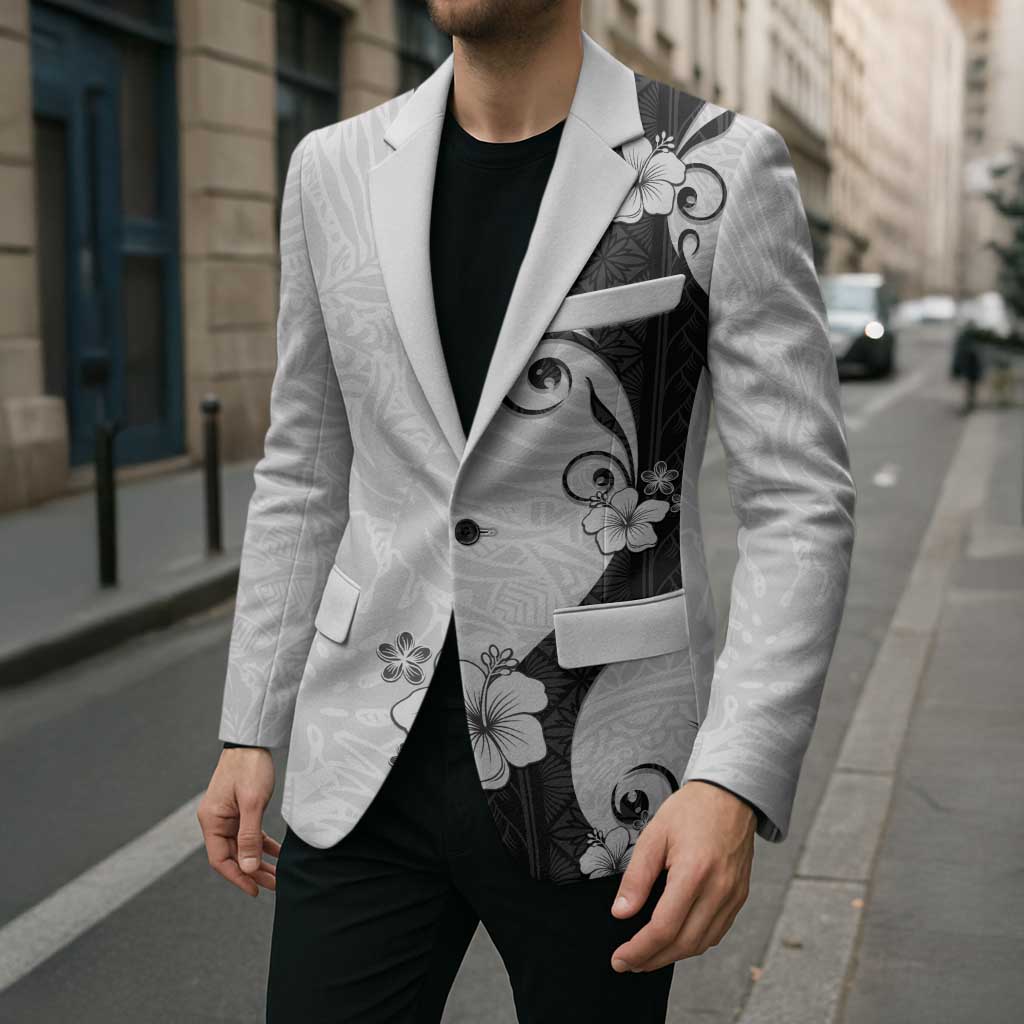 Polynesia Hibiscus Blazer White Curve Motif - Polynesian Pride