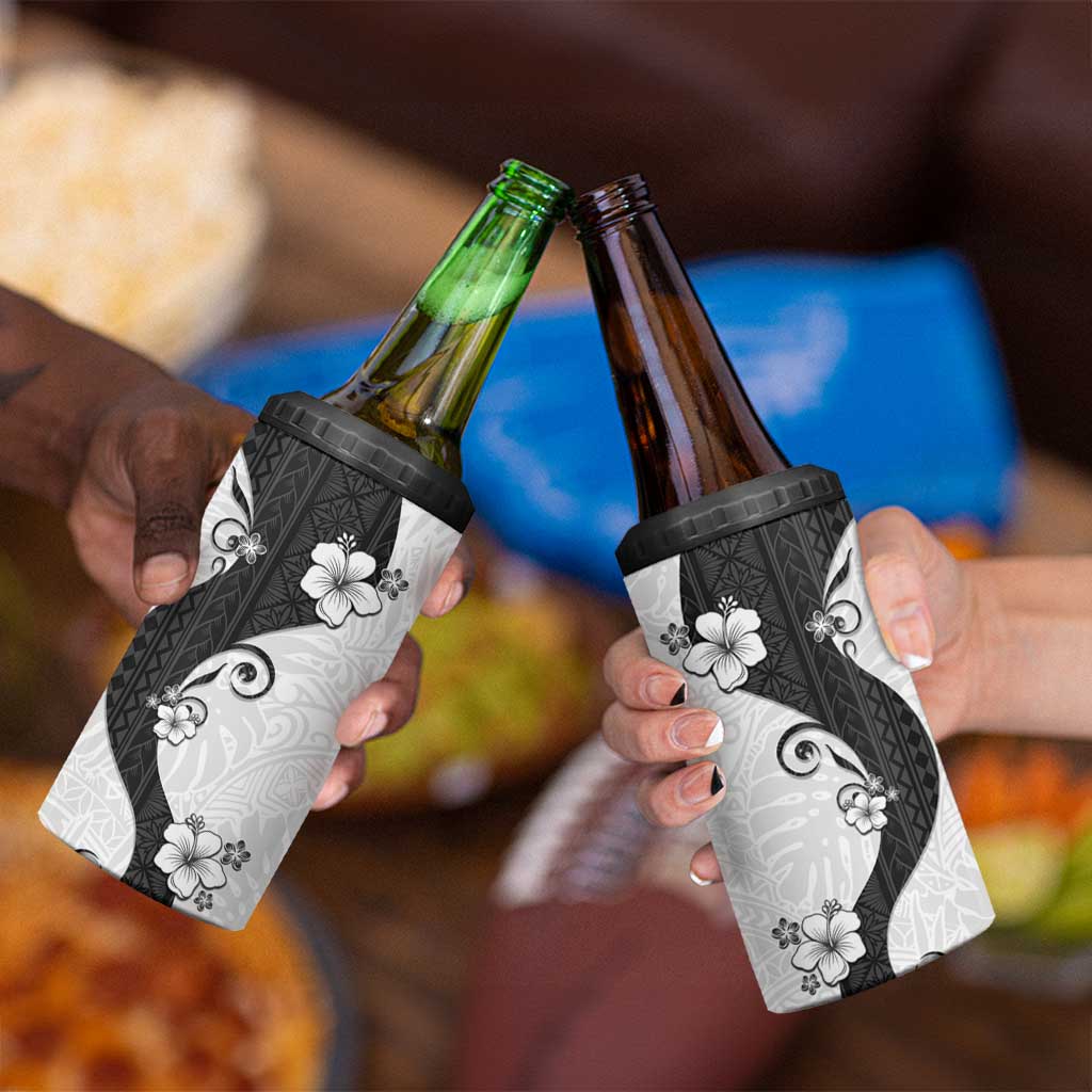 Polynesia Hibiscus 4 in 1 Can Cooler Tumbler White Curve Motif - Polynesian Pride