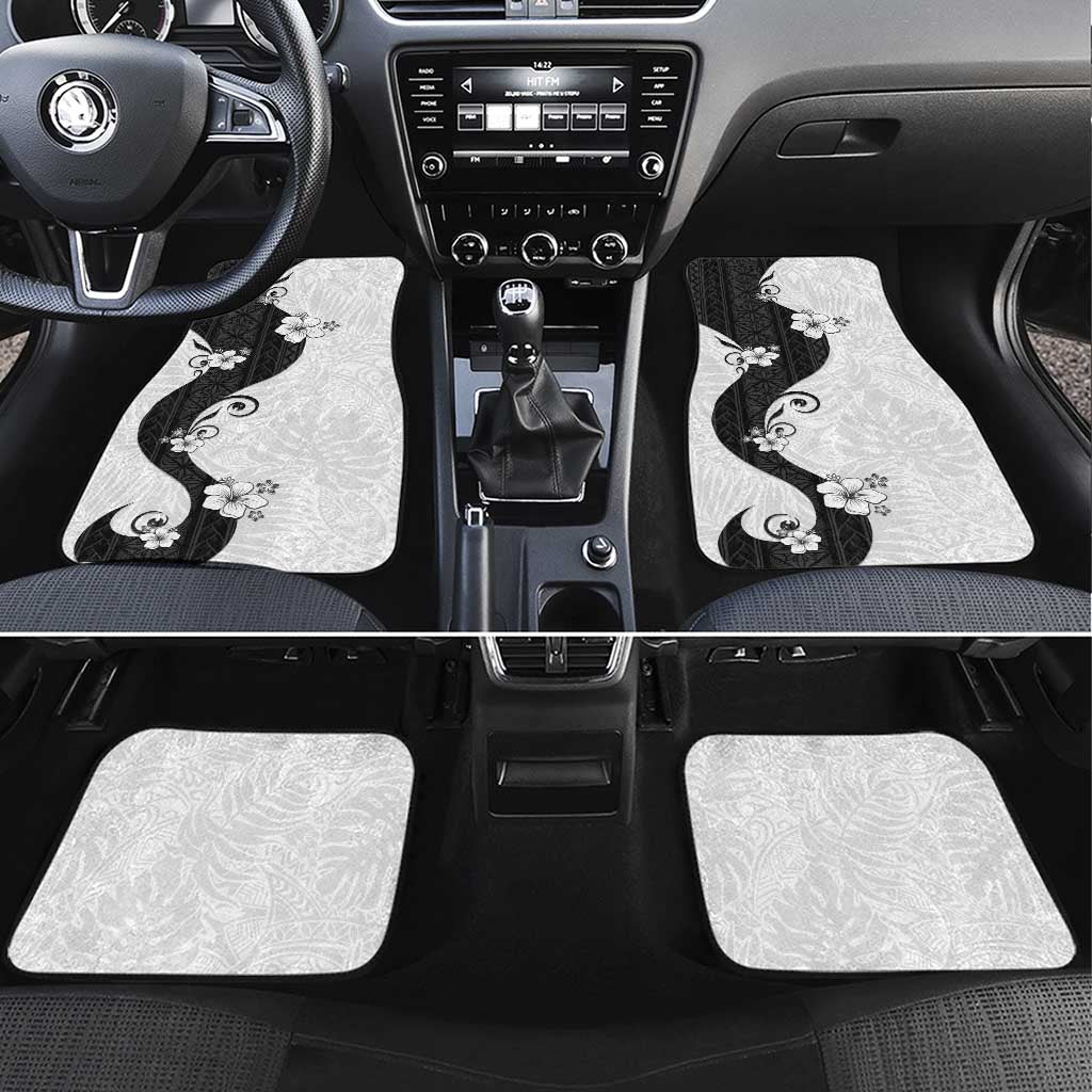 Polynesia Hibiscus Car Mats White Curve Motif - Polynesian Pride