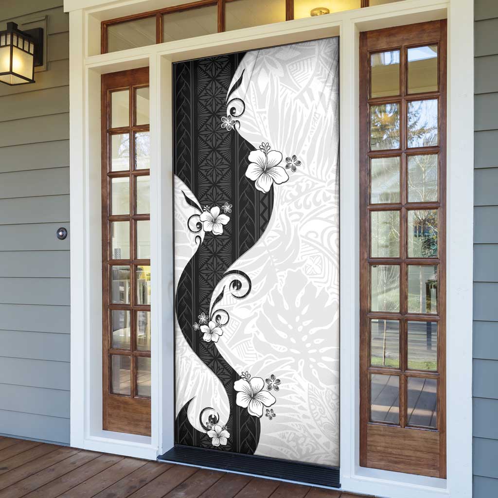Polynesia Hibiscus Door Cover White Curve Motif - Polynesian Pride