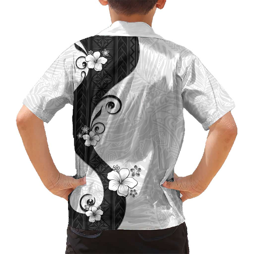 Polynesia Hibiscus Family Matching Short Sleeve Bodycon Dress and Hawaiian Shirt White Curve Motif - Polynesian Pride