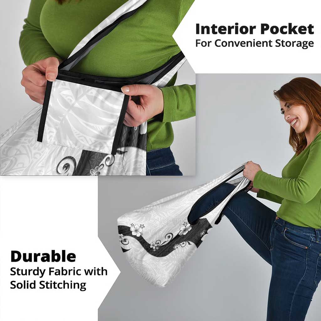 Polynesia Hibiscus Grocery Bag White Curve Motif - Polynesian Pride