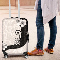 Polynesia Hibiscus Luggage Cover White Curve Motif - Polynesian Pride