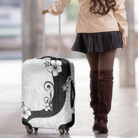 Polynesia Hibiscus Luggage Cover White Curve Motif - Polynesian Pride
