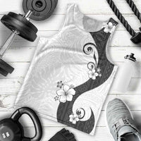 Polynesia Hibiscus Men Tank Top White Curve Motif - Polynesian Pride