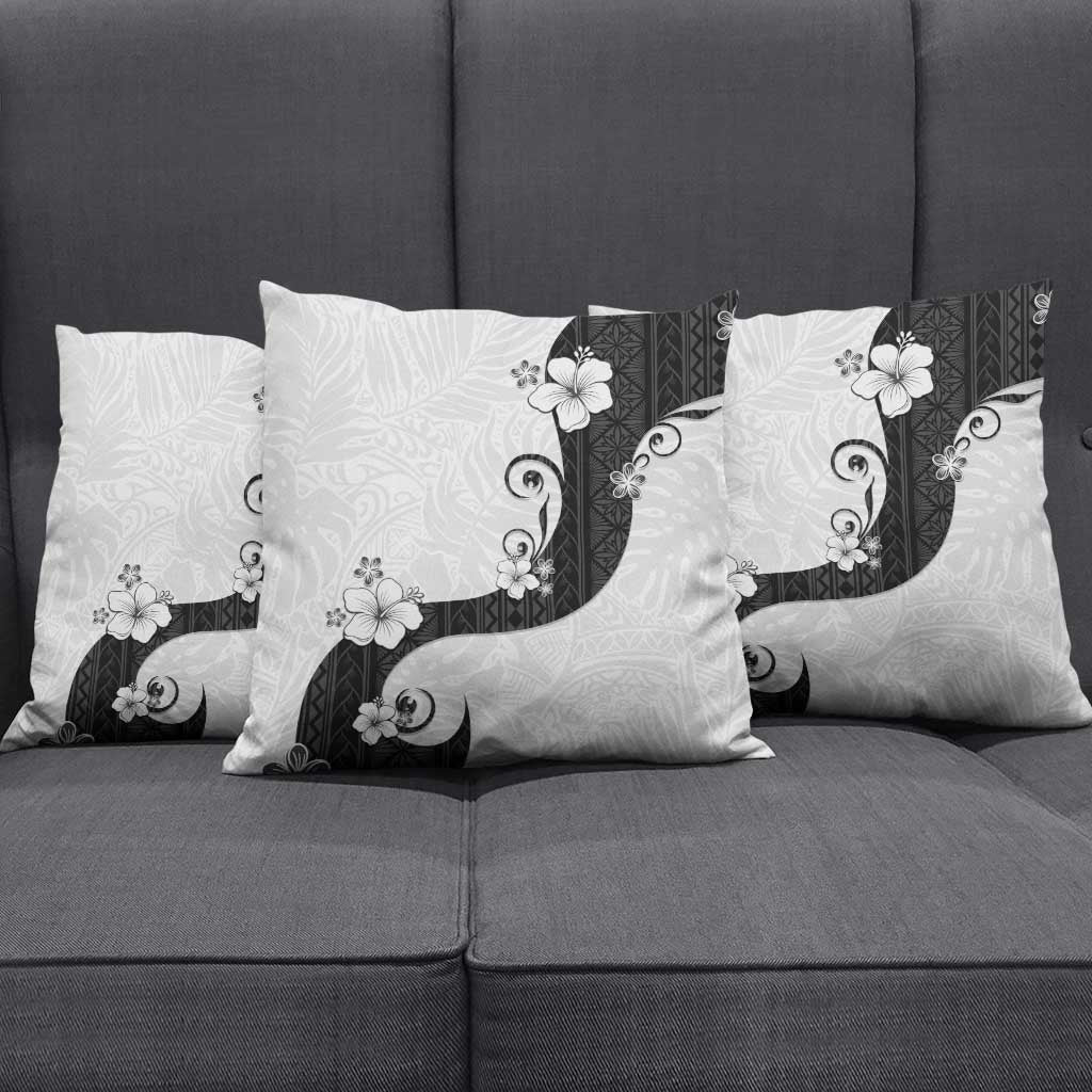 Polynesia Hibiscus Pillow Cover White Curve Motif - Polynesian Pride