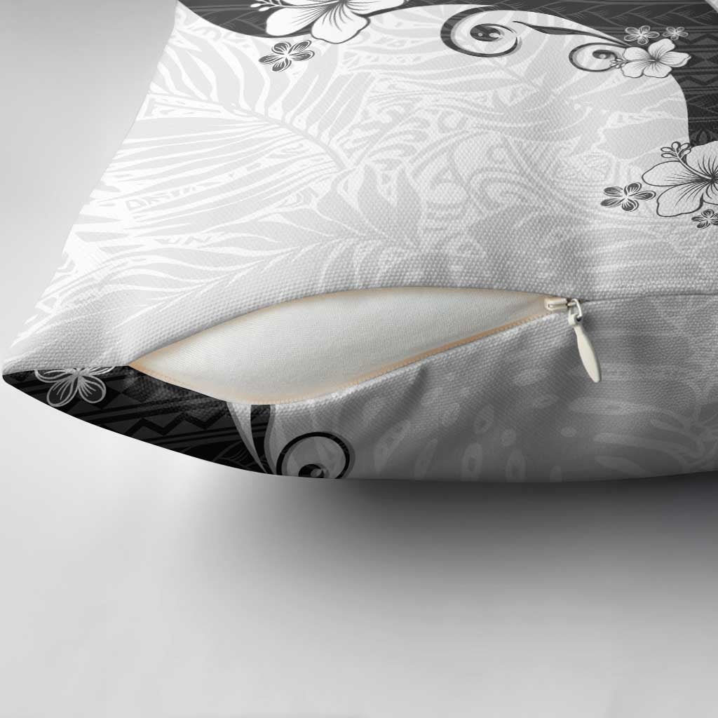 Polynesia Hibiscus Pillow Cover White Curve Motif - Polynesian Pride