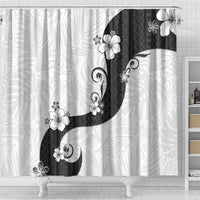 Polynesia Hibiscus Shower Curtain White Curve Motif - Polynesian Pride