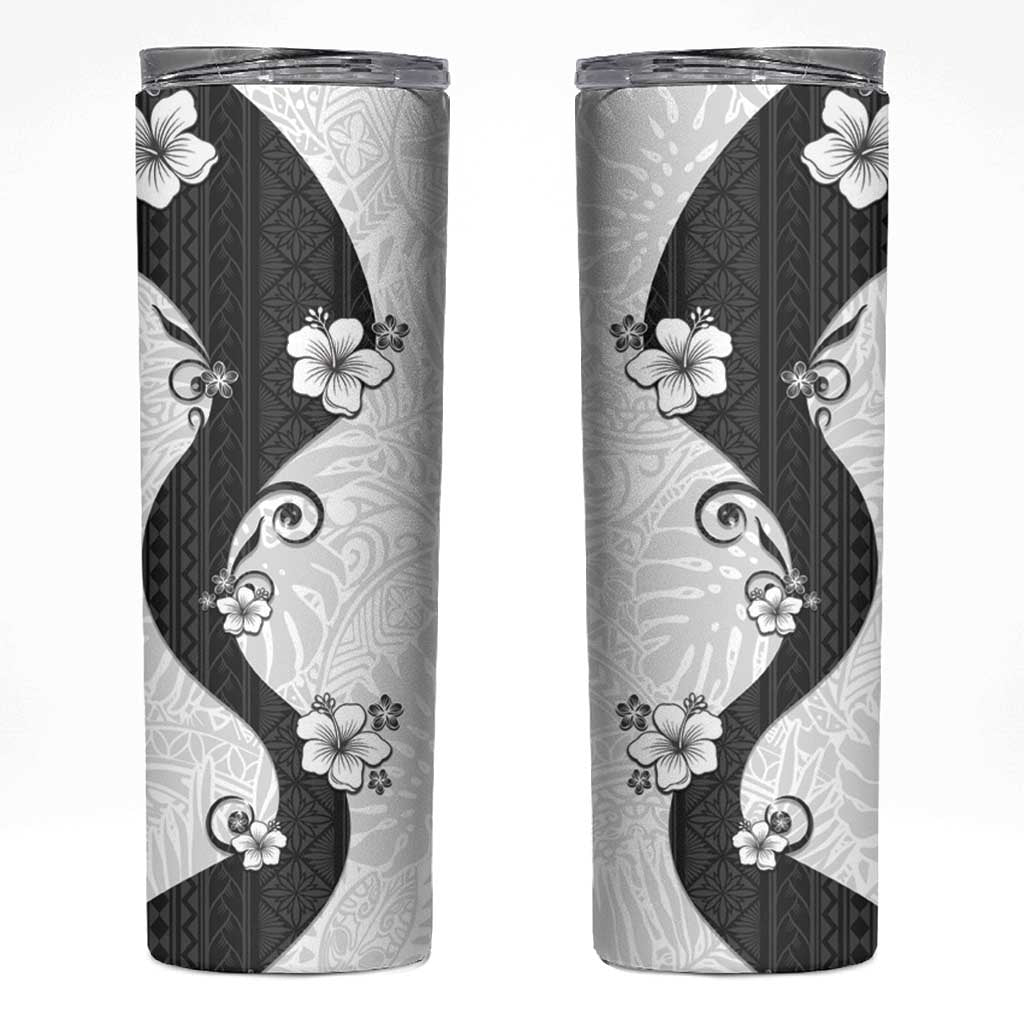 Polynesia Hibiscus Skinny Tumbler White Curve Motif - Polynesian Pride