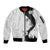 Polynesia Hibiscus Sleeve Zip Bomber Jacket White Curve Motif - Polynesian Pride