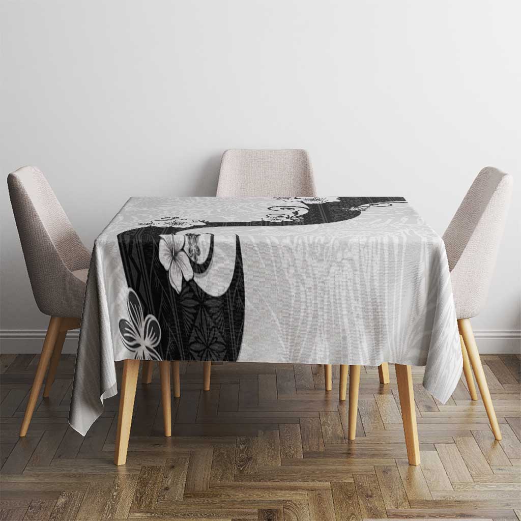 Polynesia Hibiscus Tablecloth White Curve Motif - Polynesian Pride