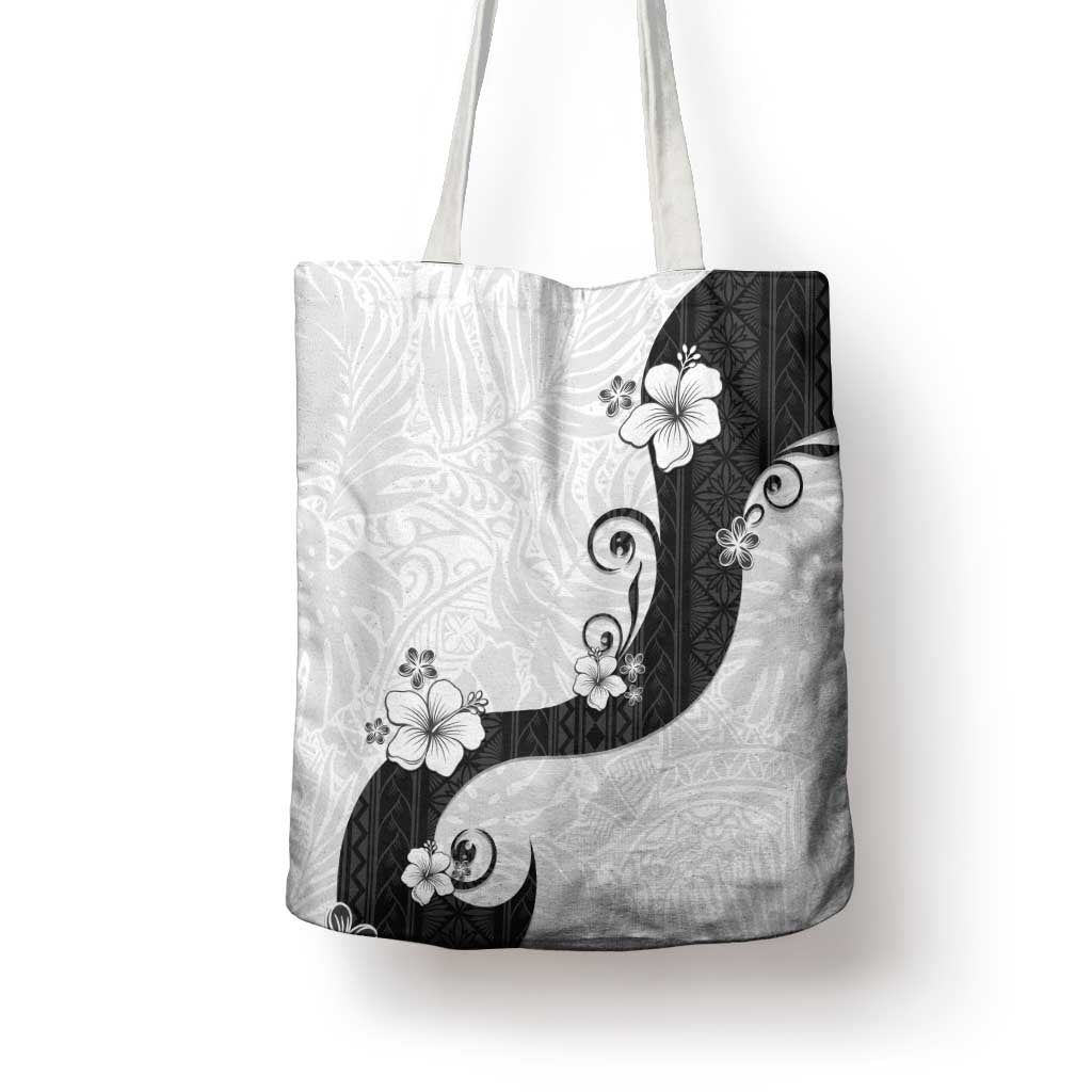 Polynesia Hibiscus Tote Bag White Curve Motif - Polynesian Pride