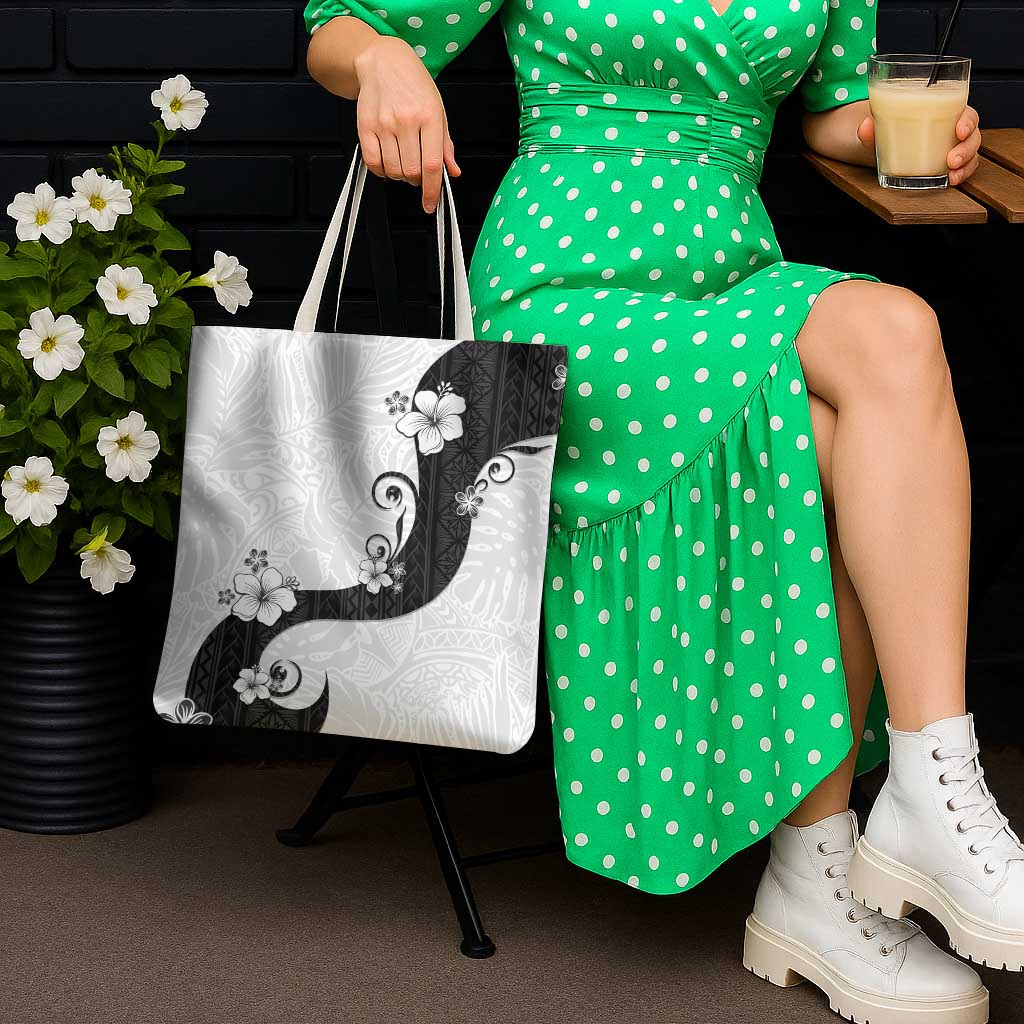 Polynesia Hibiscus Tote Bag White Curve Motif - Polynesian Pride