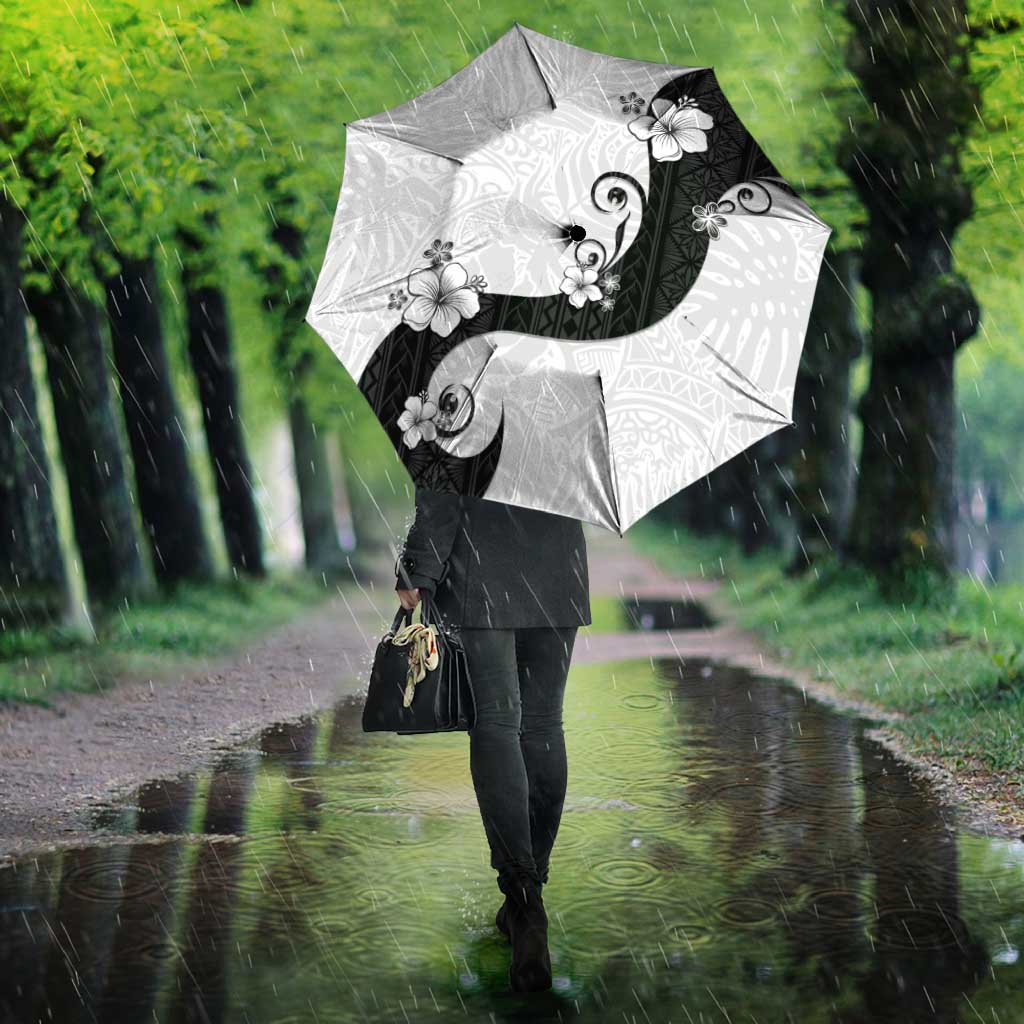 Polynesia Hibiscus Umbrella White Curve Motif - Polynesian Pride