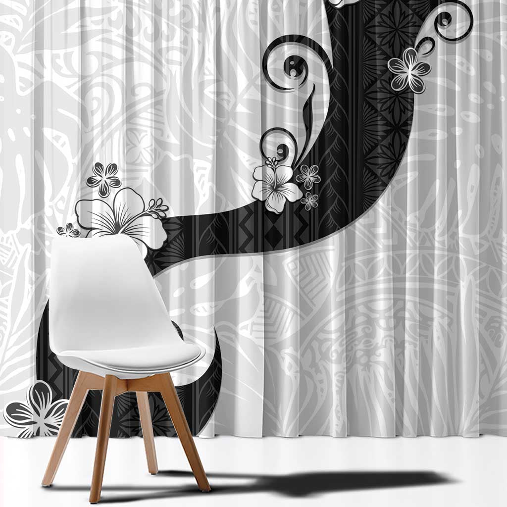 Polynesia Hibiscus Window Curtain White Curve Motif - Polynesian Pride